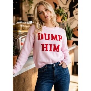 Wild Fable Dump Him Pink Sweater